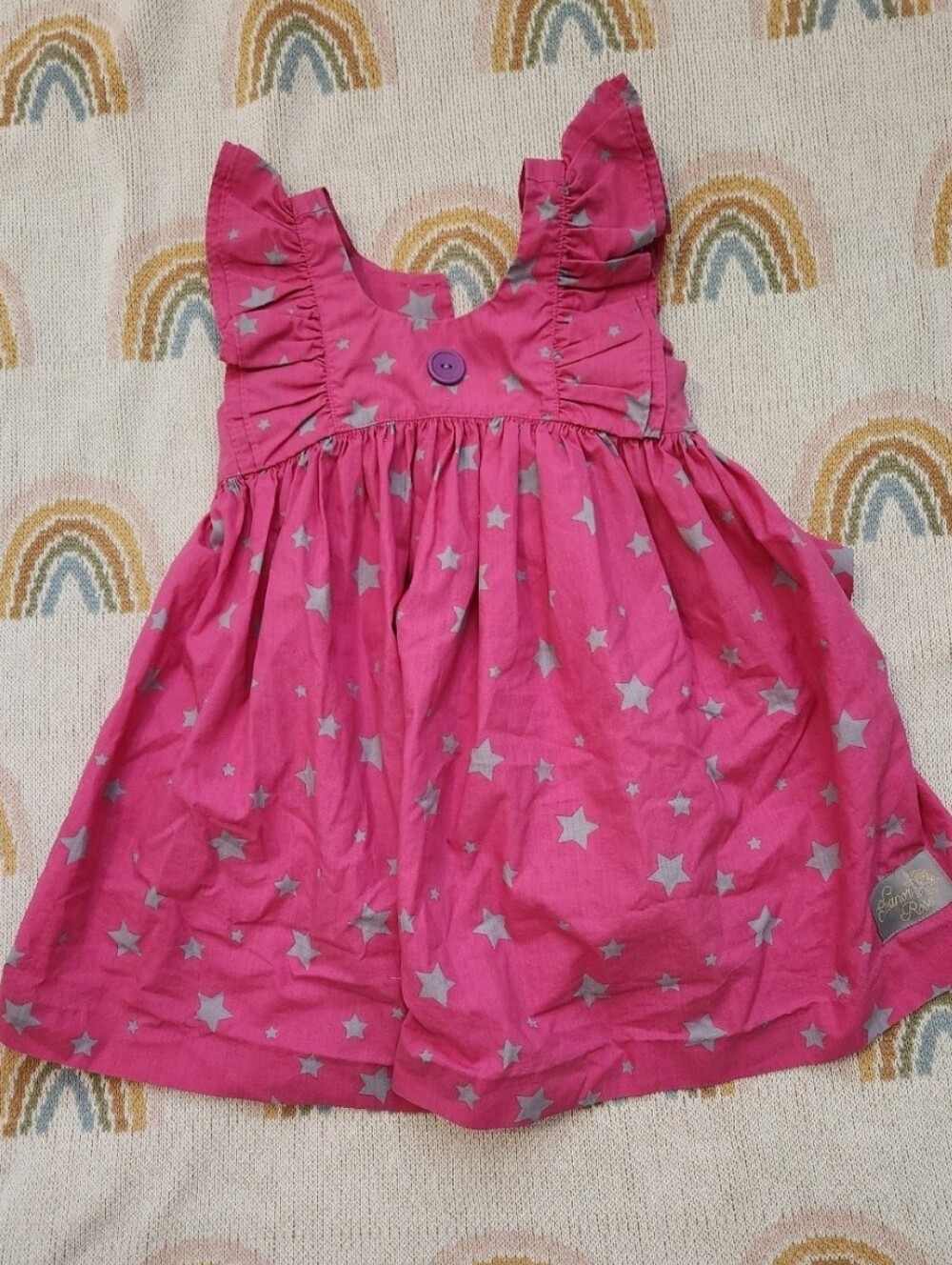 Eleanor Rose 3/4 hot pink star smocked brand pinafore dress 3t 4t stars